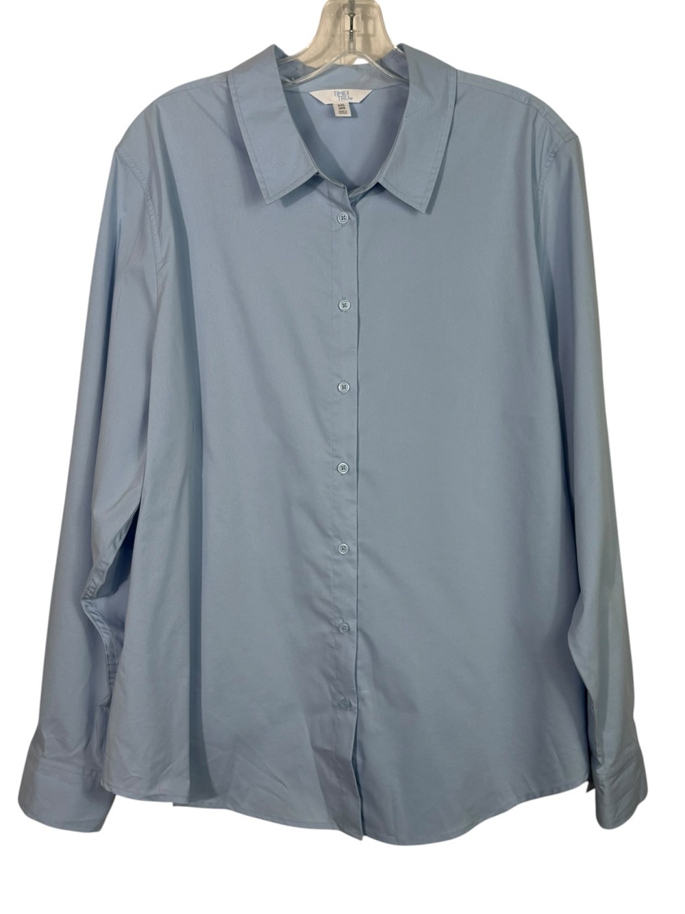 Time & Tru Light Blue Button Down Plus Size Collared Shirt 2XL XXL 2X 20 Office